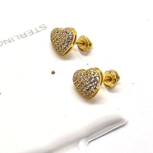 HEART SHAPE STERLING SILVER GOLD EARINGS
